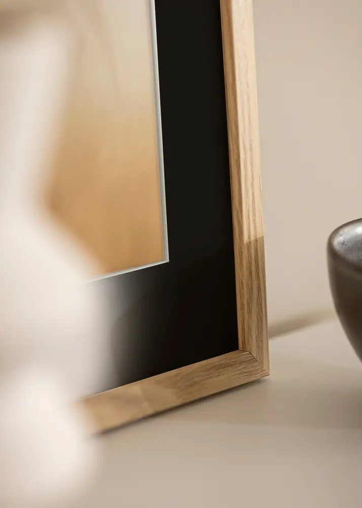 Ram med passepartou Frame Trendy Oak 40x60 cm - Picture Mount Black 32.9x48.3 cm