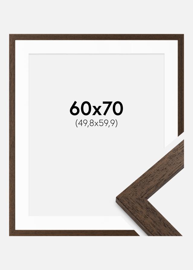 Ram med passepartou Frame Brown Wood 60x70 cm - Picture Mount White 20x24 inches