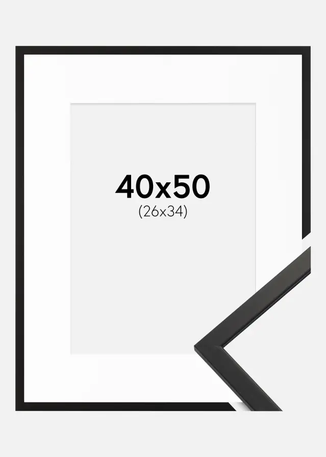 Ram med passepartou Frame Edsbyn Acrylic Glass Black 40x50 cm - Picture Mount White 27.5x37 cm