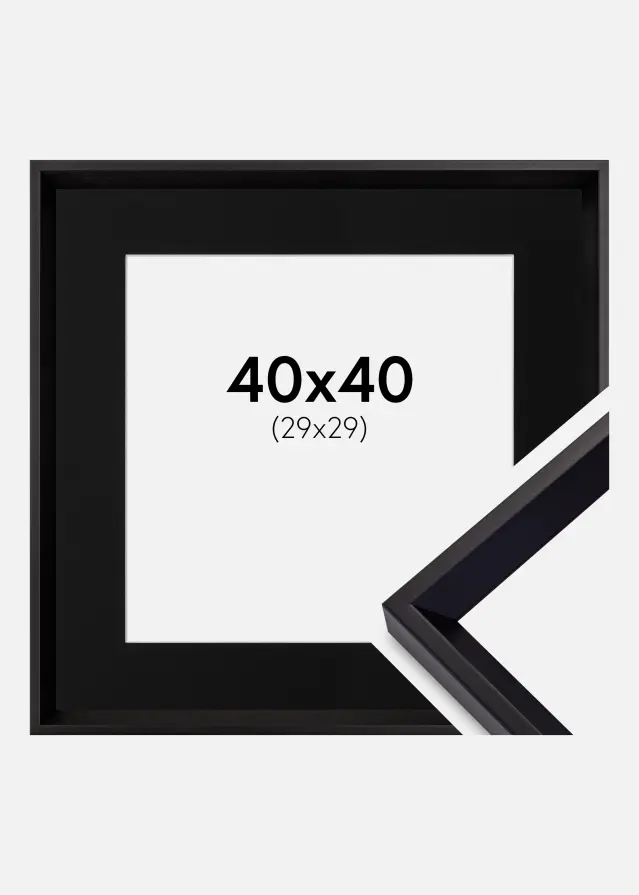 Ram med passepartou Frame Globe Black 40x40 cm - Picture Mount Black 30x30 cm