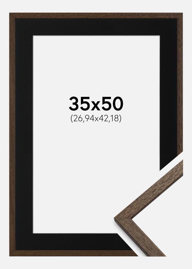Ram med passepartou Frame Edsbyn Walnut 35x50 cm - Picture Mount Black 11x17 inches
