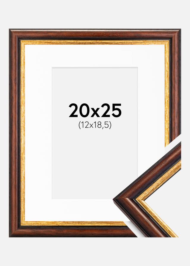 Ram med passepartou Frame Siljan Brown 20x25 cm - Picture Mount White 13x19.5 cm