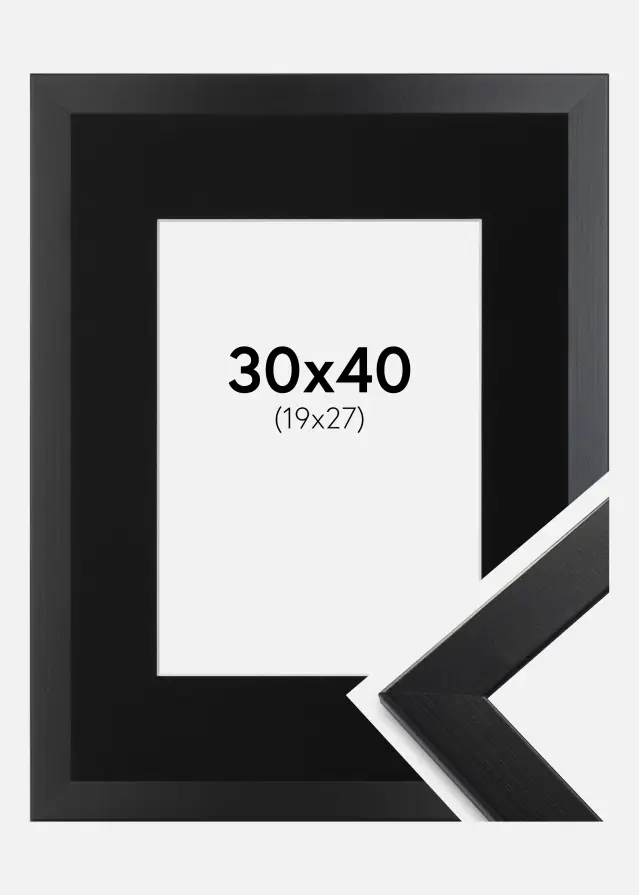 Ram med passepartou Frame Trendline Black 30x40 cm - Picture Mount Black 20x28 cm