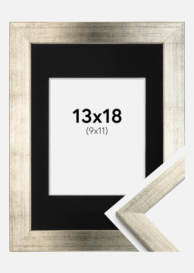 Ram med passepartou Frame Stilren Silver 13x18 cm - Picture Mount Black 10x12 cm
