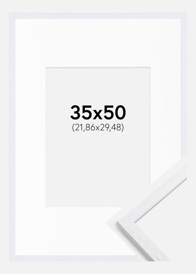 Ram med passepartou Frame Edsbyn Warm White 35x50 cm - Picture Mount White 9x12 inches