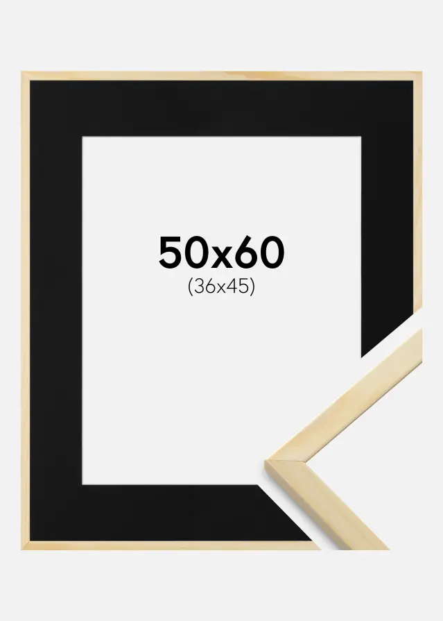 Ram med passepartou Frame Galant Pine 50x60 cm - Picture Mount Black 37x46 cm