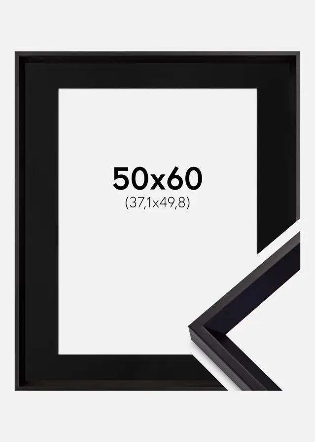 Ram med passepartou Frame Globe Black 50x60 cm - Picture Mount Black 15x20 inches