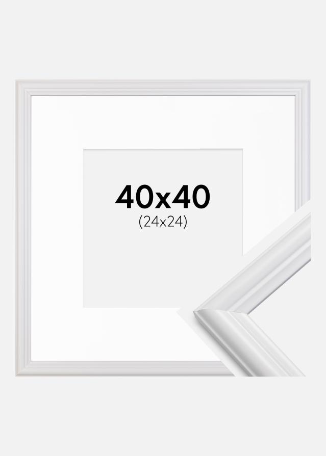 Ram med passepartou Frame Siljan White 40x40 cm - Picture Mount White 25x25 cm