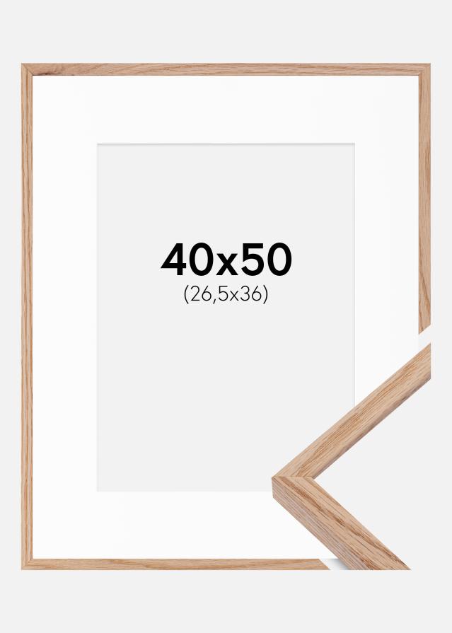 Ram med passepartou Frame E-Line Oak 40x50 cm - Picture Mount White 27,5x37 cm