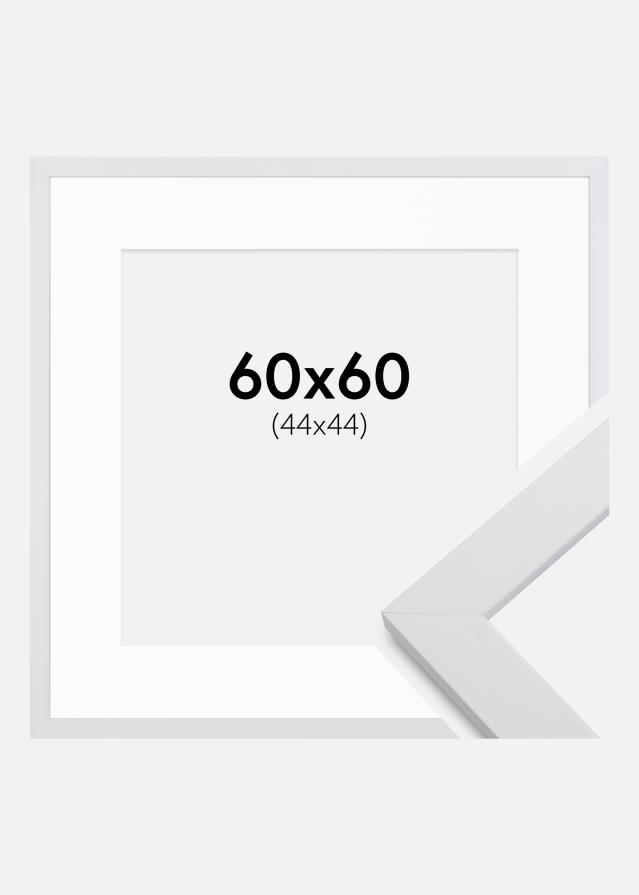 Ram med passepartou Frame White Wood 60x60 cm - Picture Mount White 45x45 cm