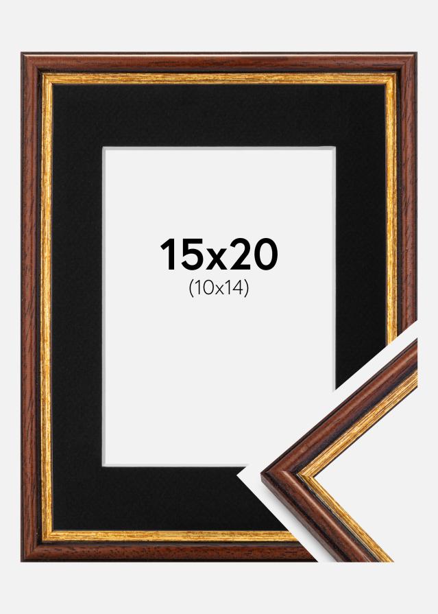 Ram med passepartou Frame Horndal Brown 15x20 cm - Picture Mount Black 11x15 cm