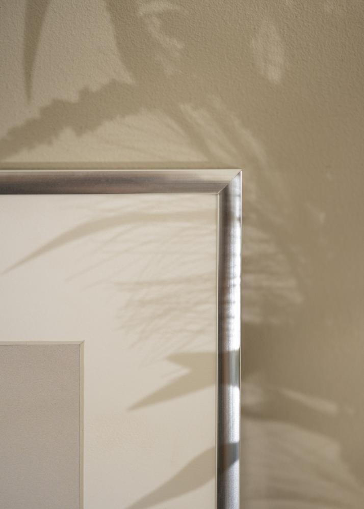 Ram med passepartou Frame Poster Frame Aluminium Silver 70x100 cm - Picture Mount White 60x90 cm