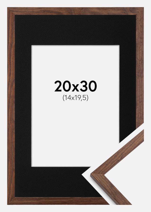Ram med passepartou Frame Galant Walnut 20x30 cm - Picture Mount Black 15x21 cm (A5)