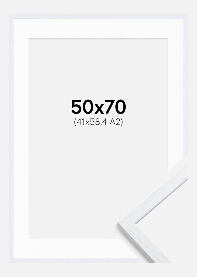 Ram med passepartou Frame Edsbyn Warm White 50x70 cm - Picture Mount White 42x59.4 cm (A2)