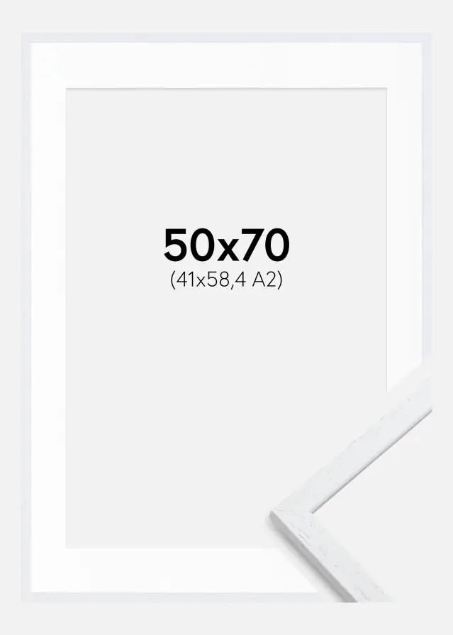 Ram med passepartou Frame Edsbyn Warm White 50x70 cm - Picture Mount White 42x59.4 cm (A2)