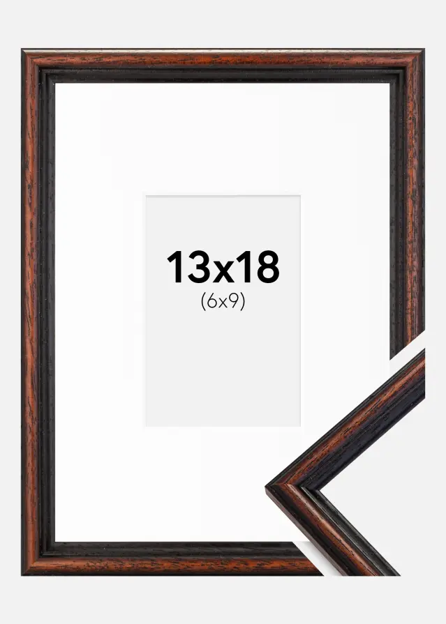 Ram med passepartou Frame Horndal Walnut 13x18 cm - Picture Mount White 7x10 cm
