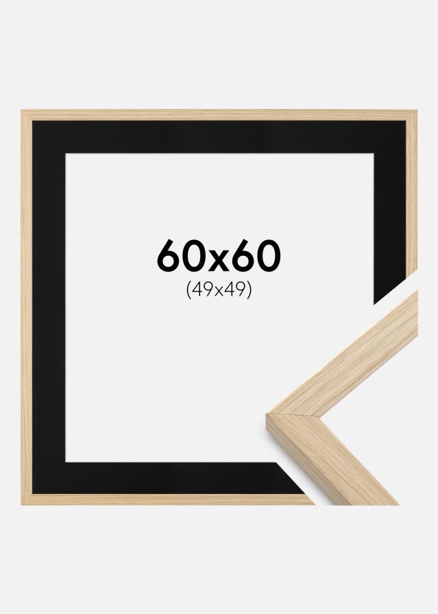 Ram med passepartou Frame Grimsåker Oak 60x60 cm - Picture Mount Black 50x50 cm