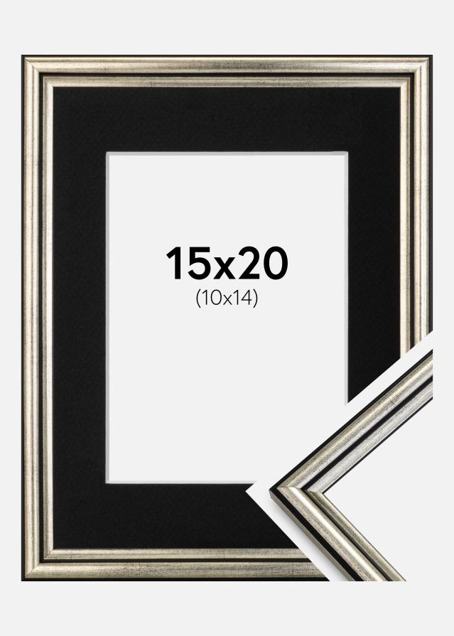 Ram med passepartou Frame Horndal Silver 15x20 cm - Picture Mount Black 11x15 cm