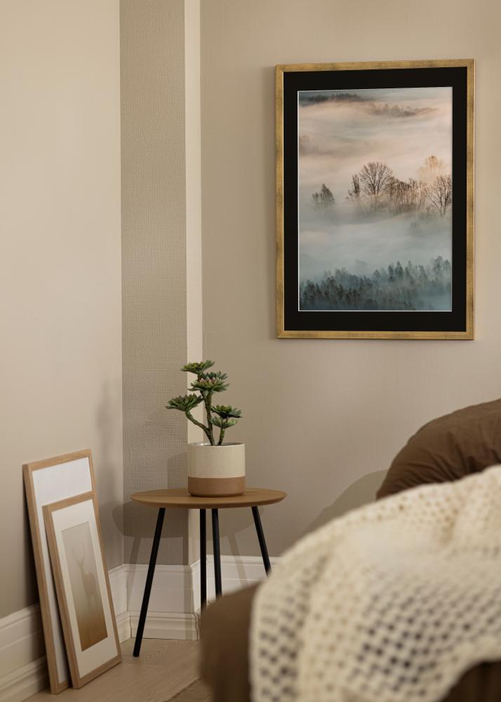 Ram med passepartou Frame Stilren Gold 50x60 cm - Picture Mount Black 35x45 cm