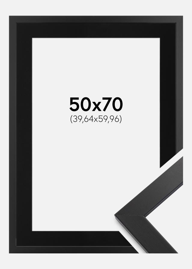 Ram med passepartou Frame Black Wood 50x70 cm - Picture Mount Black 16x24 inches