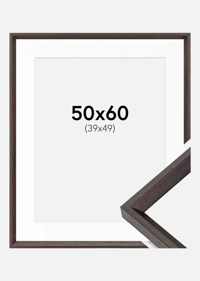 Ram med passepartou Frame Globe Espresso 50x60 cm - Picture Mount White 40x50 cm