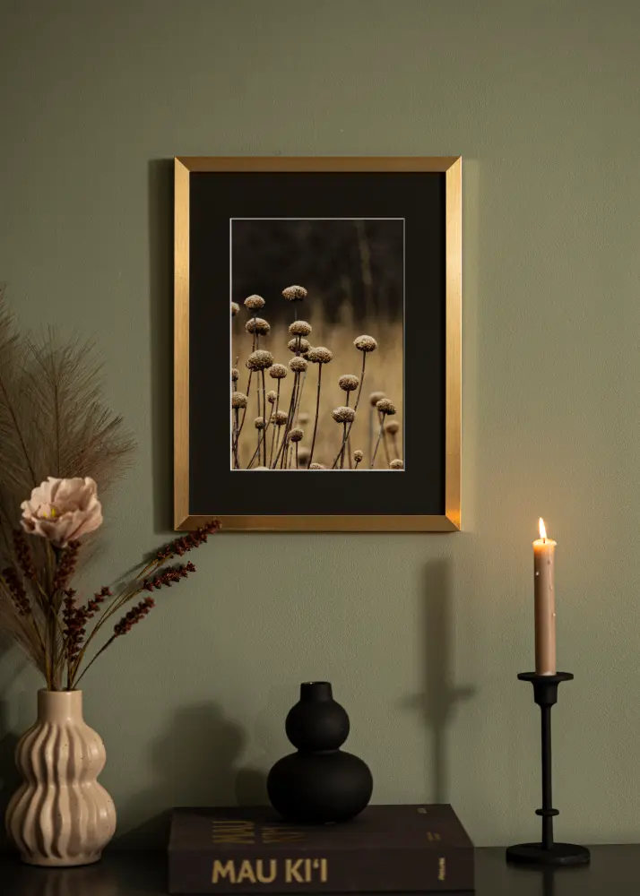 Ram med passepartou Frame Selection Gold 60x80 cm - Picture Mount Black 50x60 cm