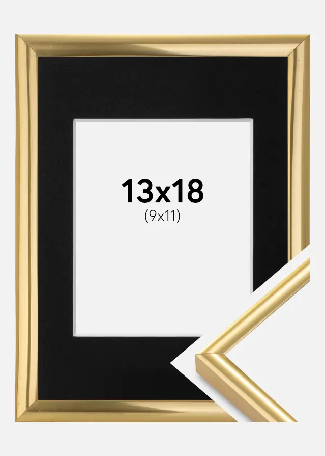 Ram med passepartou Frame Victoria Gold 13x18 cm - Picture Mount Black 10x12 cm
