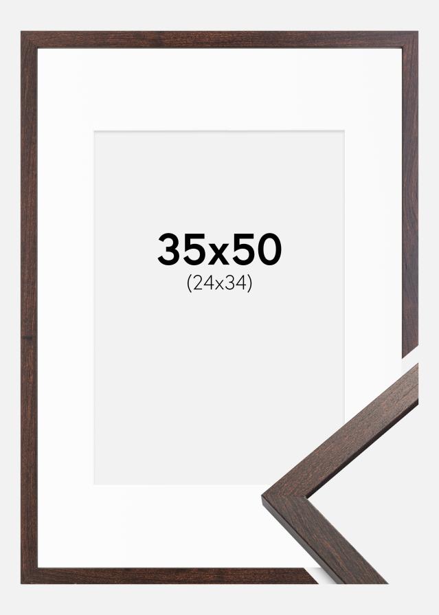 Ram med passepartou Frame Trendy Walnut 35x50 cm - Picture Mount White 25x35 cm