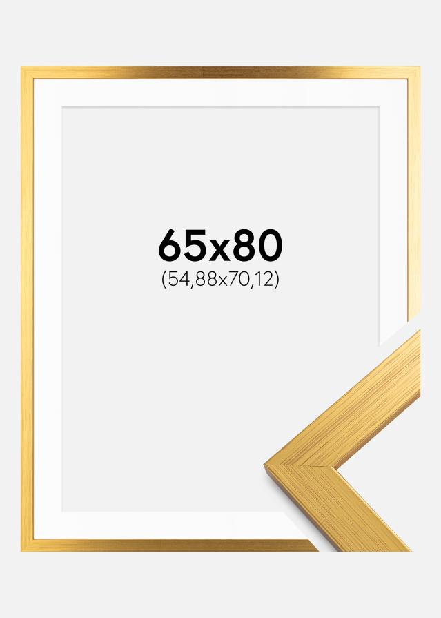 Ram med passepartou Frame Gold Wood 65x80 cm - Picture Mount White 22x28 inches
