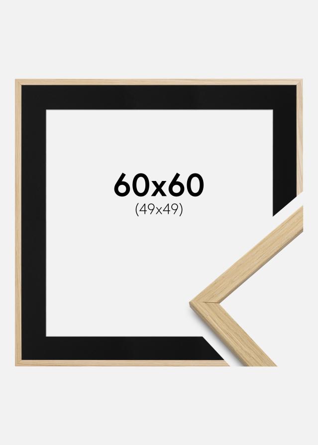 Ram med passepartou Frame Edsbyn Oak 60x60 cm - Picture Mount Black 50x50 cm