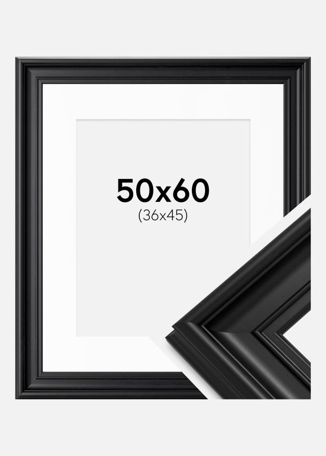 Ram med passepartou Frame Mora Premium Black 50x60 cm - Picture Mount White 37x46 cm