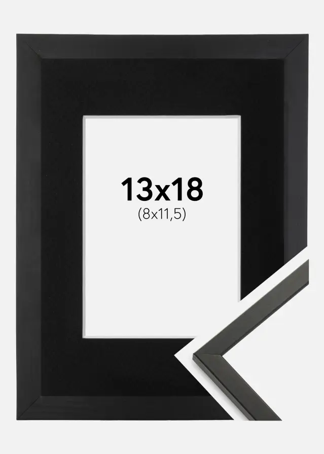 Ram med passepartou Frame Galant Black 13x18 cm - Picture Mount Black 9x12 cm