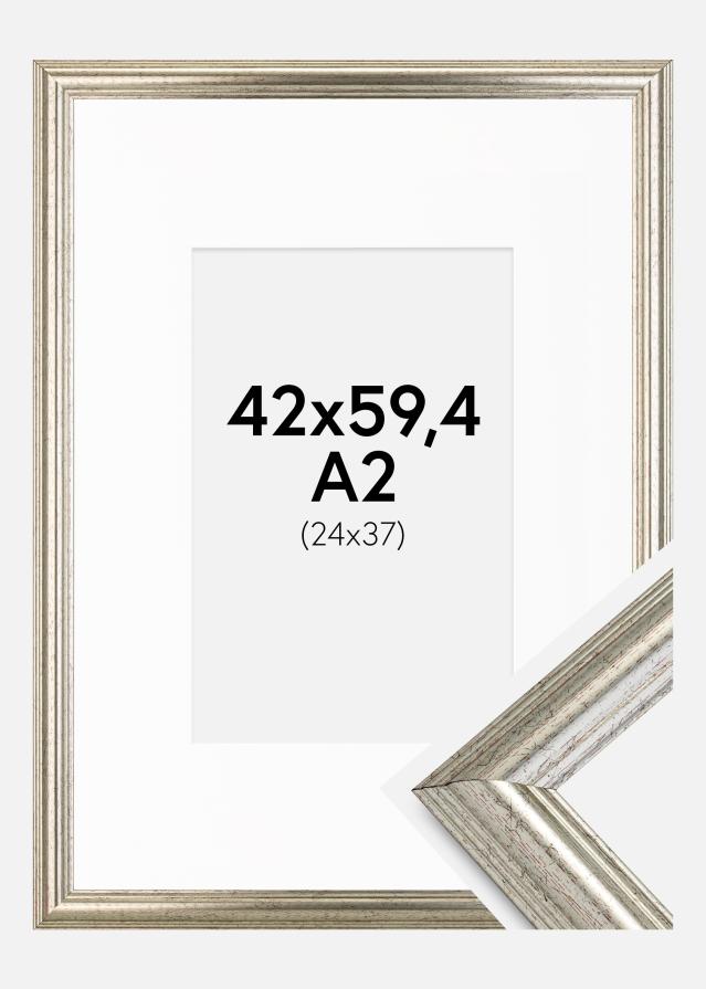 Ram med passepartou Frame Västkusten Silver 42x59.4 cm (A2) - Picture Mount White 25x38 cm