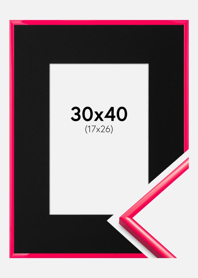 Ram med passepartou Frame New Lifestyle Hot Pink 30x40 cm - Picture Mount Black 18x27 cm