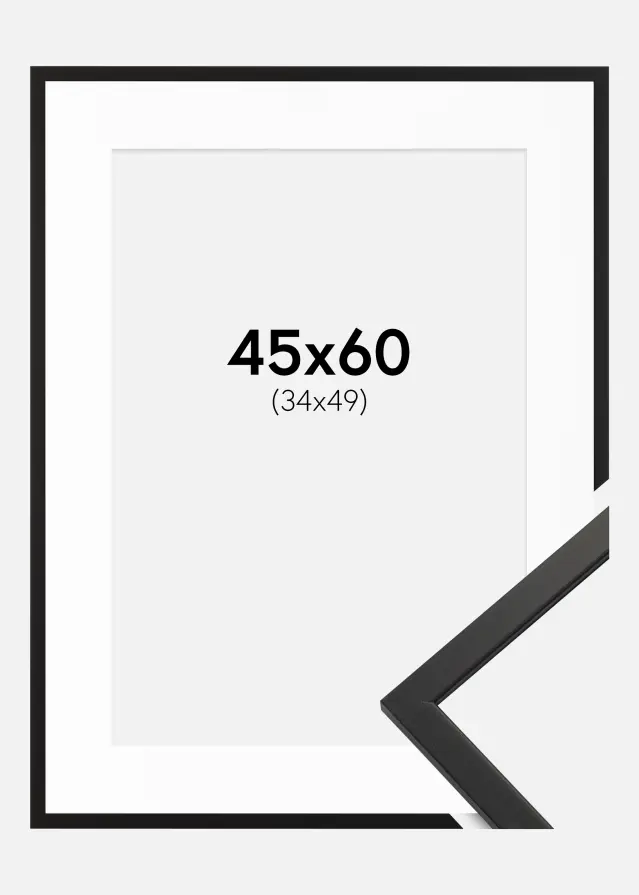 Ram med passepartou Frame Edsbyn Acrylic Glass Black 45x60 cm - Picture Mount White 35x50 cm