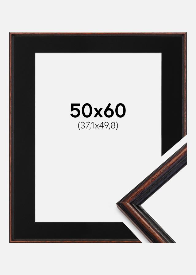 Ram med passepartou Frame Horndal Walnut 50x60 cm - Picture Mount Black 15x20 inches