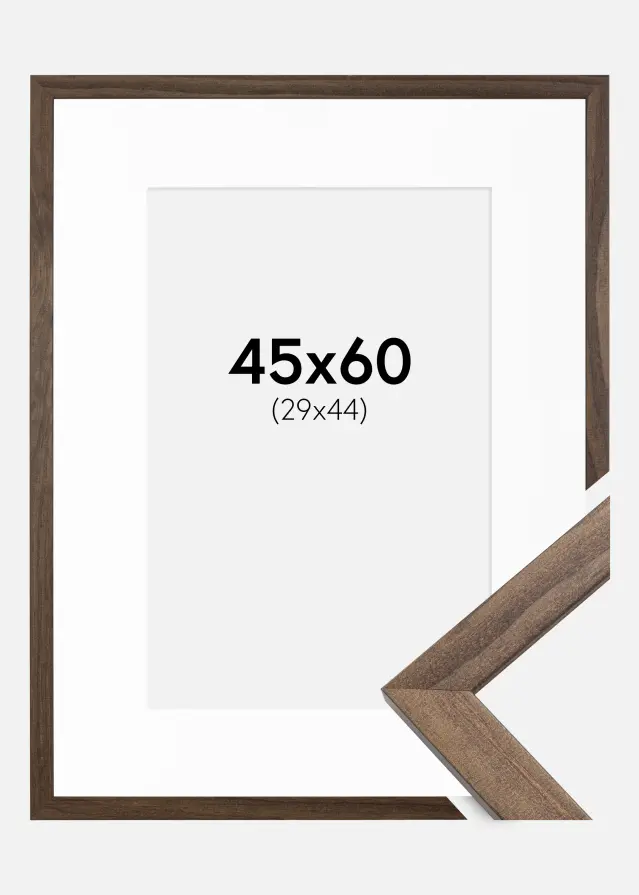 Ram med passepartou Frame Stilren Walnut 45x60 cm - Picture Mount White 30x45 cm