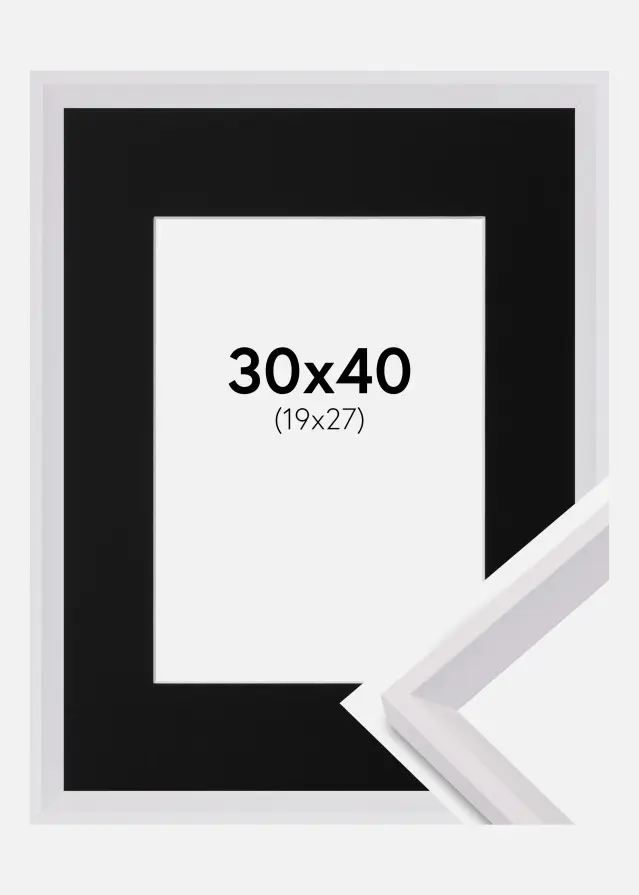 Ram med passepartou Frame Globe White 30x40 cm - Picture Mount Black 20x28 cm