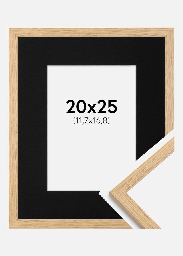 Ram med passepartou Frame Galant Oak 20x25 cm - Picture Mount Black 5x7 inches