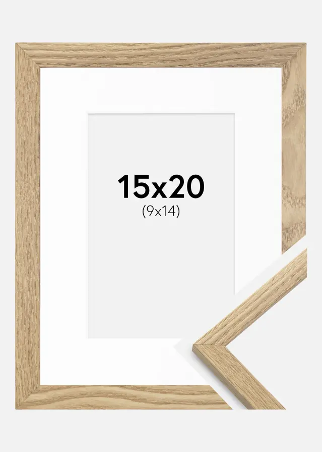 Ram med passepartou Frame Trendy Oak 15x20 cm - Picture Mount White 10x15 cm
