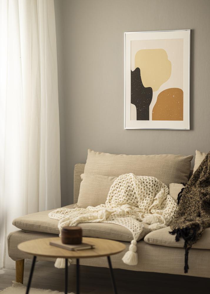 Ram med passepartou Frame Poster Frame Aluminium Silver 70x100 cm - Picture Mount White 60x90 cm