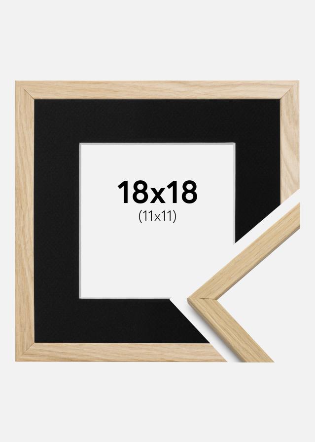 Ram med passepartou Frame Edsbyn Oak 18x18 cm - Picture Mount Black 12x12 cm