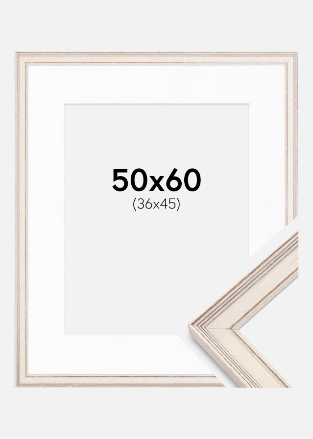 Ram med passepartou Frame Shabby Chic White 50x60 cm - Picture Mount White 37x46 cm