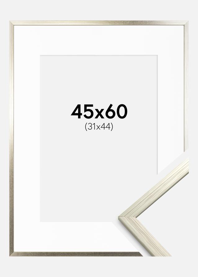 Ram med passepartou Frame Edsbyn Silver 45x60 cm - Picture Mount White 32x45 cm
