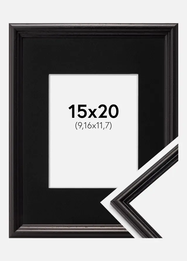 Ram med passepartou Frame Horndal Black 15x20 cm - Picture Mount Black 4x5 inches