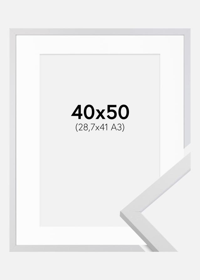 Ram med passepartou Frame Trendy White 40x50 cm - Picture Mount White 29.7x42 cm (A3)