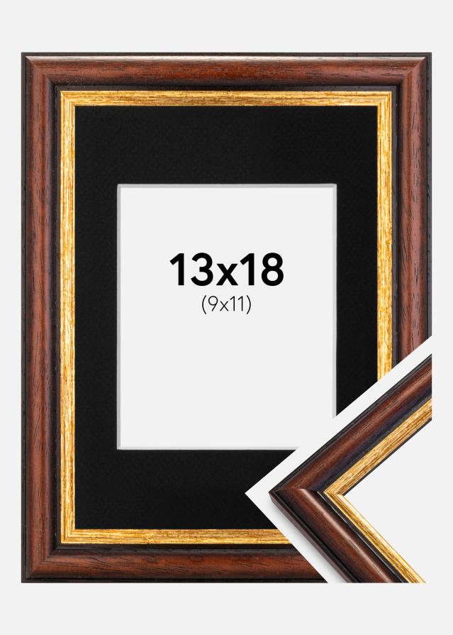 Ram med passepartou Frame Siljan Brown 13x18 cm - Picture Mount Black 10x12 cm