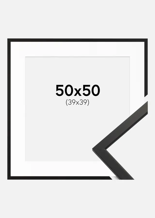 Ram med passepartou Frame Edsbyn Acrylic Glass Black 50x50 cm - Picture Mount White 40x40 cm