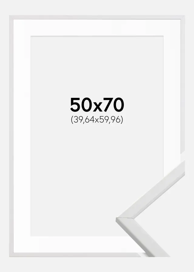 Ram med passepartou Frame Galant White 50x70 cm - Picture Mount White 16x24 inches