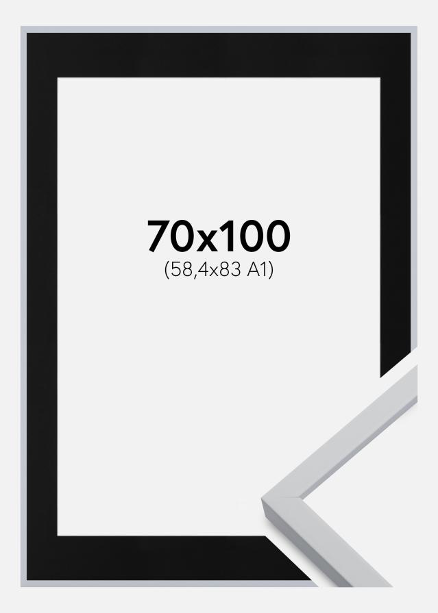 Ram med passepartou Frame Oslo White 70x100 cm - Picture Mount Black 59.4x84 cm (A1)